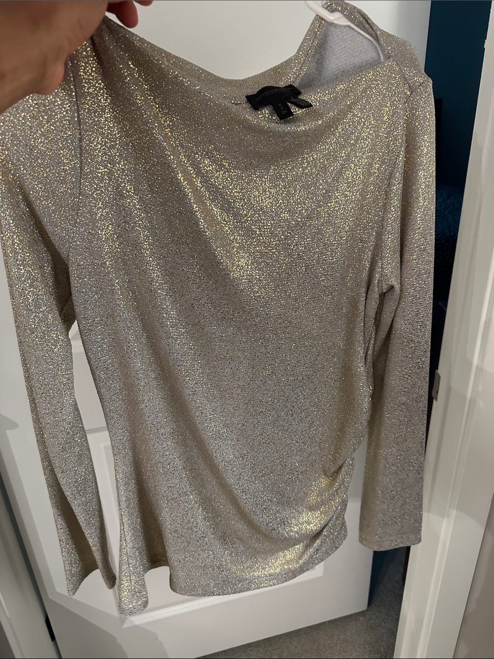 Donna Karan Shimmery Gold Long-Sleeve Top